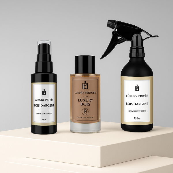 Luxury Bois d’Argent – Parfum Mixte au choix : Corps, Maison, Voiture ou Coffret Cadeau